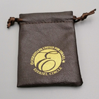 Мягкий подарок Drawstring ткани Pu Брауна 9x12cm кожаный кладет в мешки с логотипом золота
