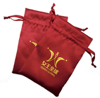 сумка сатинировки мешка Drawstring ювелирных изделий 10x15cm выдвиженческая красная с сумками подарка Drawstring ткани логотипа