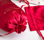 мешок Drawstring парика 8x12inch подгонял красную сумку сатинировки с сумками подарка Drawstring ткани логотипа