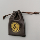 Мягкий подарок Drawstring ткани Pu Брауна 9x12cm кожаный кладет в мешки с логотипом золота