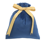 мешок подарка бархата сумки подарка Drawstring ткани 10x15cm темно-синий с мотивом ленты