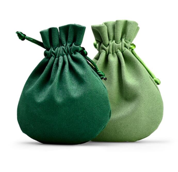 Зеленый подарок Drawstring ткани кладет небольшие круглые сумки в мешки ювелирных изделий бархата