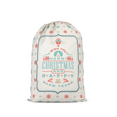 Рождество напечатало подарок Drawstring холста Санта кладет в мешки со строкой полиэстера